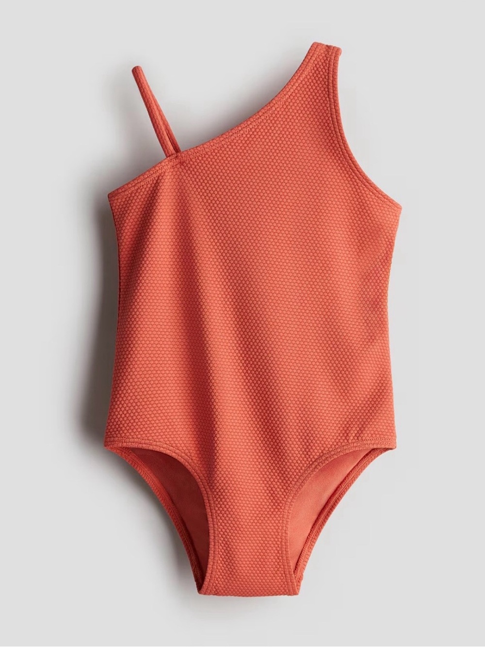 H&M Kids Orange Textured One Piece Swimsuit Girls 8/10 Asymmetrical Swimwear